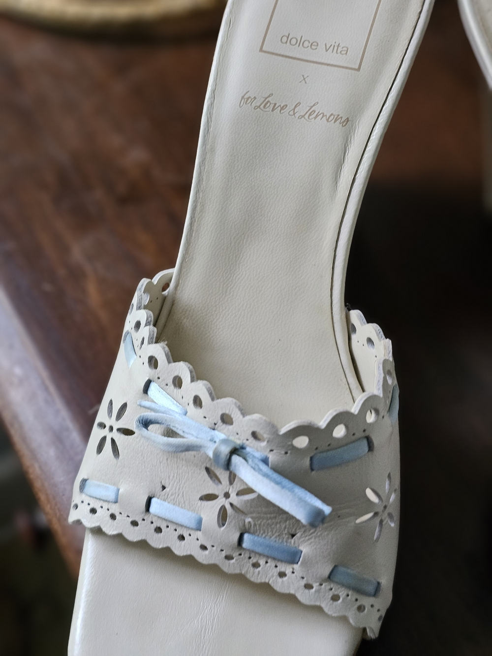 Dolce Vita For Love And Lemons Women’s Cream Light Blue Leather Wedges 8 2000s - Picture 3 of 7